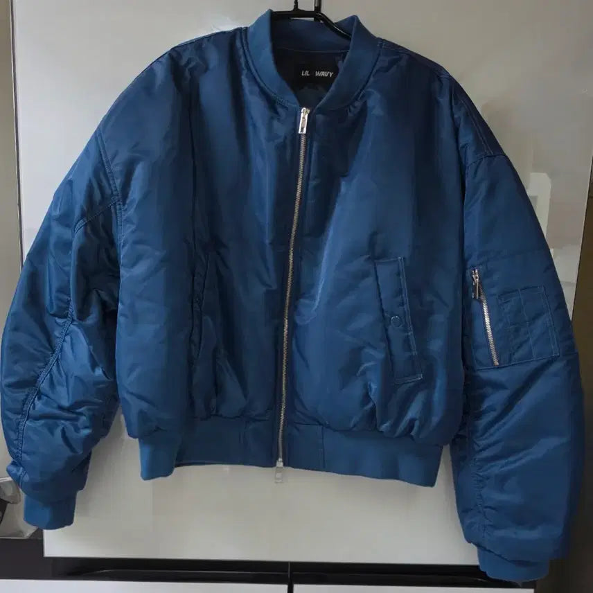 [BUNJANG] Blue Shirring Bomber Jacket / 블루 셔링 항공점퍼