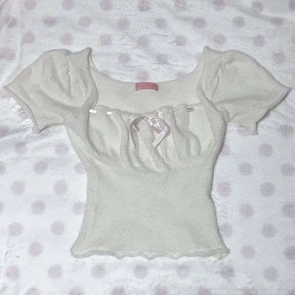 [BUNJANG] STC Etude Vintage Ballerina Short Sleeve Knit / stc 엣팃시 빈티지 발레리나 반팔 니트
