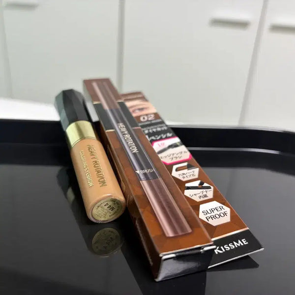 [BUNJANG] Kiss Me Heavy Rotation Eyebrow Pencil & Mascara Bundle / 새상품(일괄)키스미 헤비로테이션 아이브로우 펜슬1/컬링1