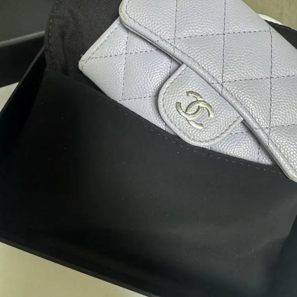 [BUNJANG] Chanel Classic Card Holder Lavender Caviar Silver Hardware / 샤넬 클래식 카드지갑 라벤더 캐비어 은장
