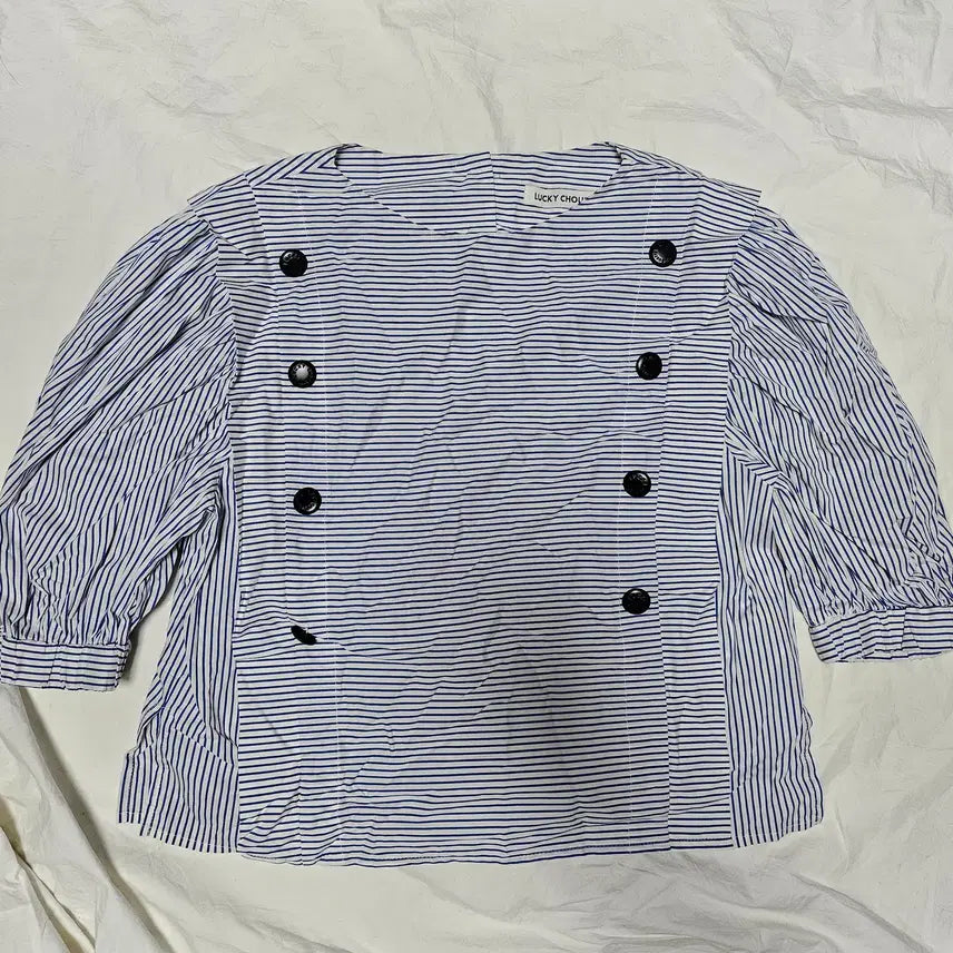 [BUNJANG] LUCKY CHOUETTE 22SS Stripe Puff Sleeve Blouse Size 36 / 22ss 럭키슈에뜨 스트라이프 퍼프 소매 블라우스 36