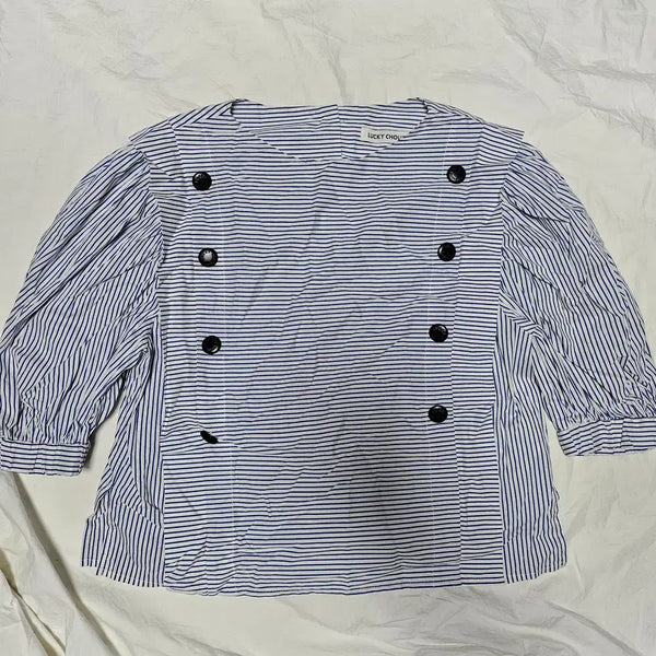 [BUNJANG] LUCKY CHOUETTE 22SS Stripe Puff Sleeve Blouse Size 36 / 22ss 럭키슈에뜨 스트라이프 퍼프 소매 블라우스 36