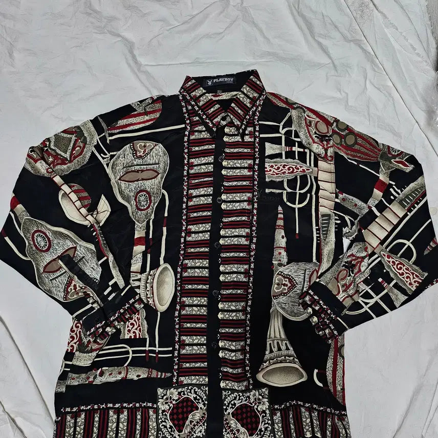 [BUNJANG] Playboy Vintage Pattern Shirt / 플레이보이 구형 패턴 셔츠 100