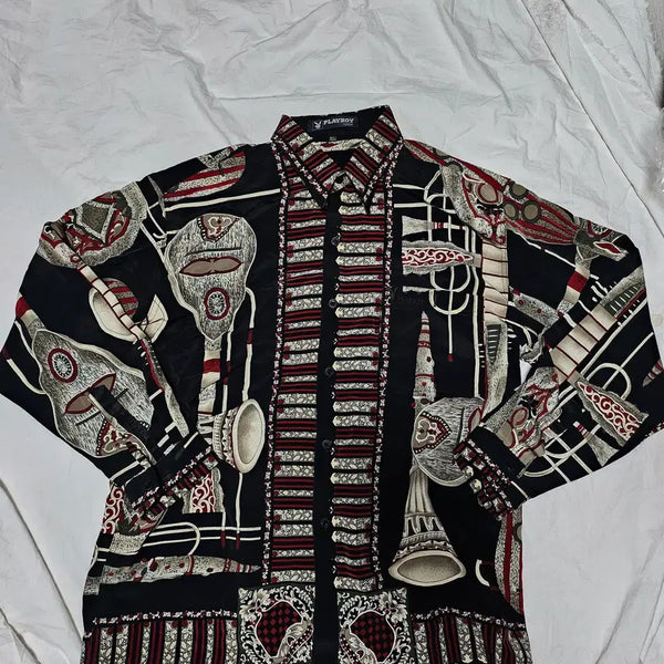 [BUNJANG] Playboy Vintage Pattern Shirt / 플레이보이 구형 패턴 셔츠 100