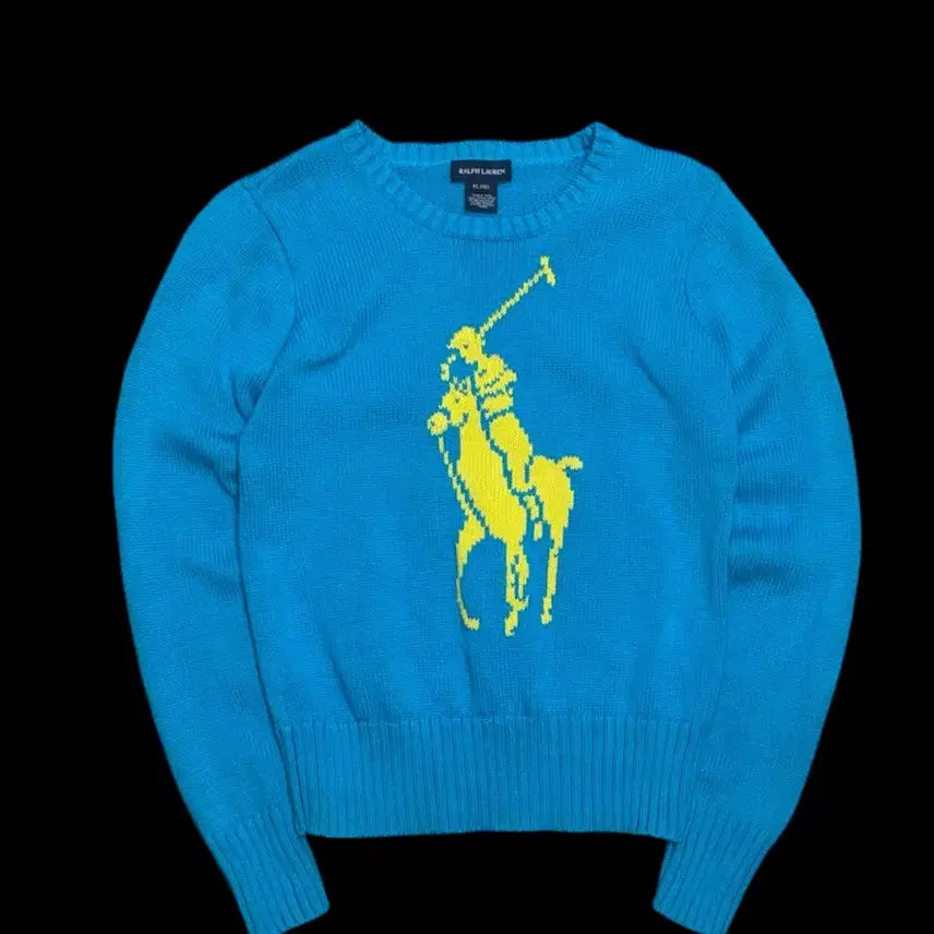 [BUNJANG] Polo Ralph Lauren Big Pony Blue Knit Sweater / 폴로 랄프로렌 빅포니 블루 니트