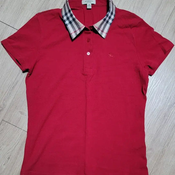 [BUNJANG] Burberry Women's Check Collar Short Sleeve Polo T-Shirt / 버버리 여성 체크 카라 반팔 폴로 티셔츠 M