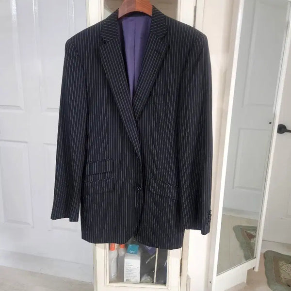 [BUNJANG] 100% Wool Pinstripe Suit Jacket Navy / 정장 자켓 모100 네이비 핀스트라이프