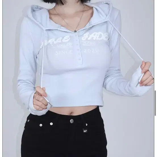 [BUNJANG] Pale J - Retro Patch Hoodie (Sky Blue) / 페일제이드 Retro Patch Hoodie sky blue 1 size