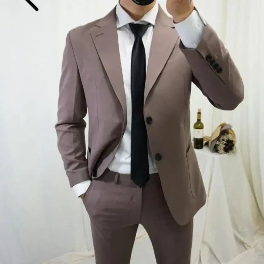 [BUNJANG] Men's Brown Slim Fit Suit Set / 남성 정장 세트 브라운