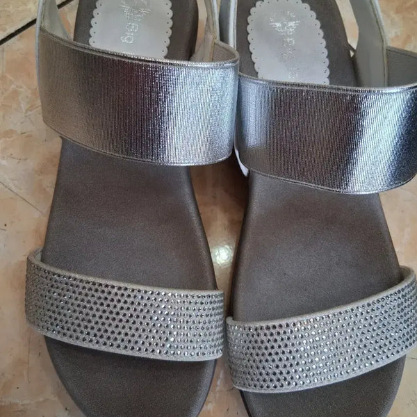 [BUNJANG] Women's Silver Cubic Strap Sandals (New) / 여성 샌들 실버 큐빅 스트랩(새상품)