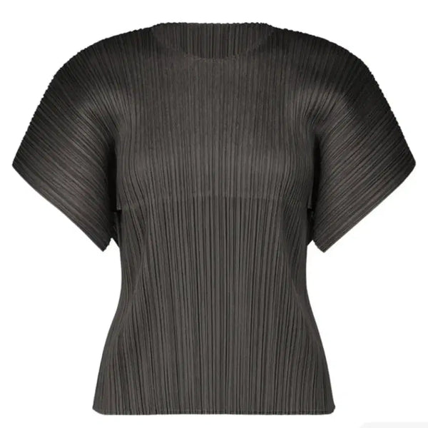 [BUNJANG] Pleats Please Charcoal Short Sleeve T-Shirt / 플리츠 플리즈 탑 차콜