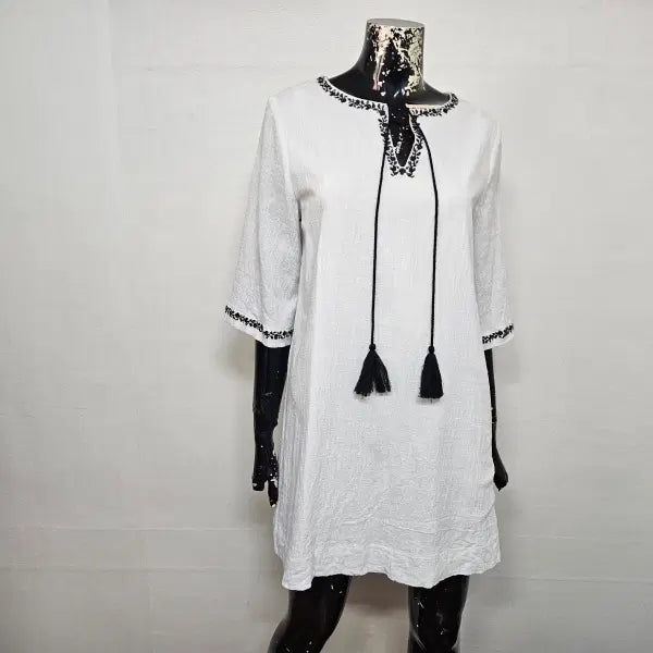 [BUNJANG] Toptent White Apache Cotton Dress (Free Size 55-66) / (F 66내외) 탑텐 화이트 아파치 면원피스 (FREE 55반~66)