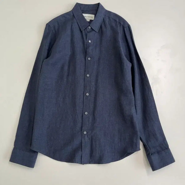 [BUNJANG] Solid Homme Linen Shirt Navy (Size 46/95) / [정품/46(95)] 솔리드옴므 린넨 셔츠 네이비