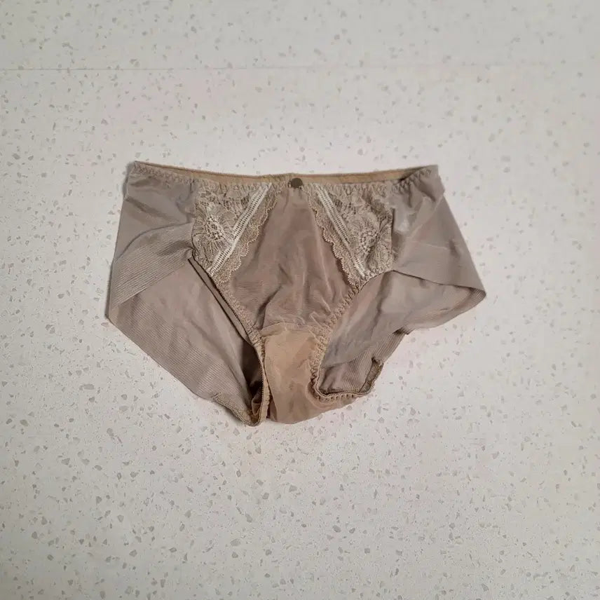 [BUNJANG] Women's Beige Lace High-Waisted Briefs (Washed) / 보정 속옷 중고팬티 베이지색 레이스(세탁완료)