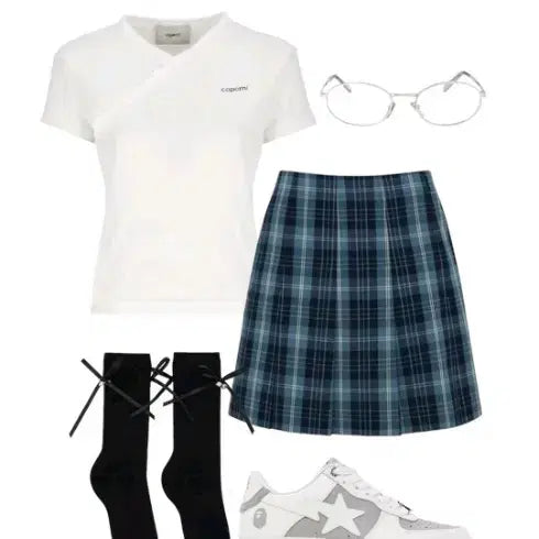 [BUNJANG] Check Pattern Mini Skirt / 포니테일 체크스커트