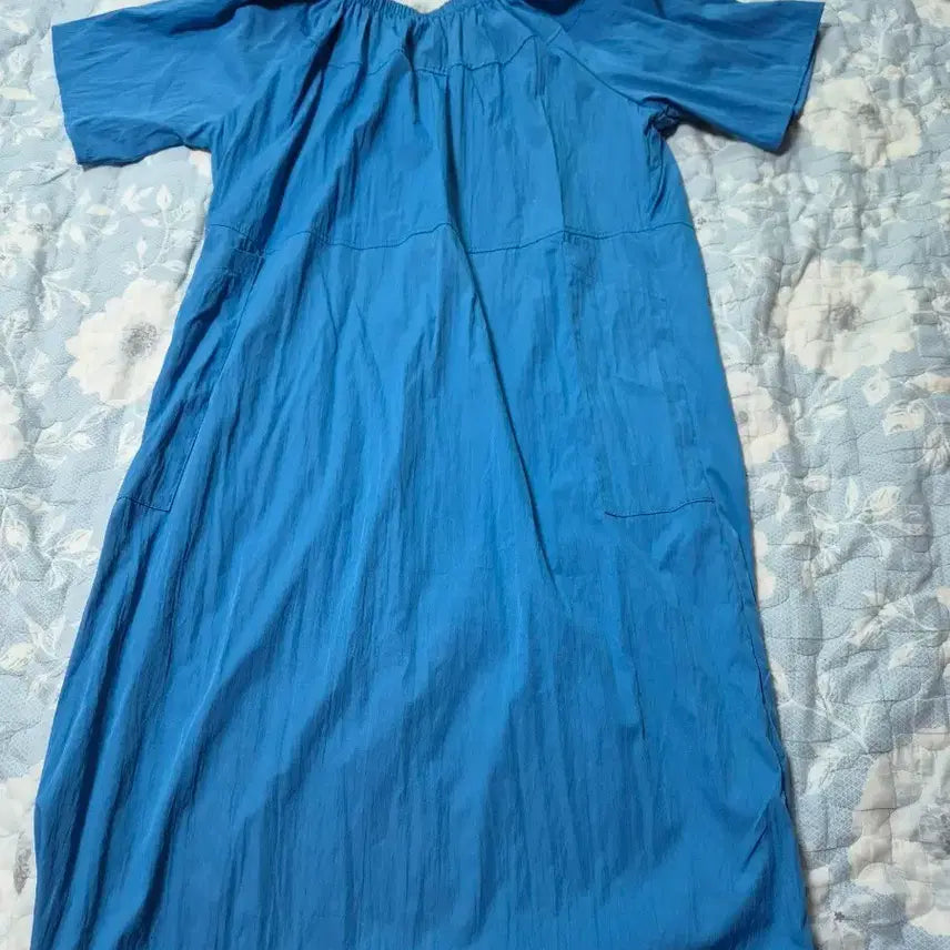[BUNJANG] Blue Short Sleeve Midi Dress / 푸른색 반팔 원피스