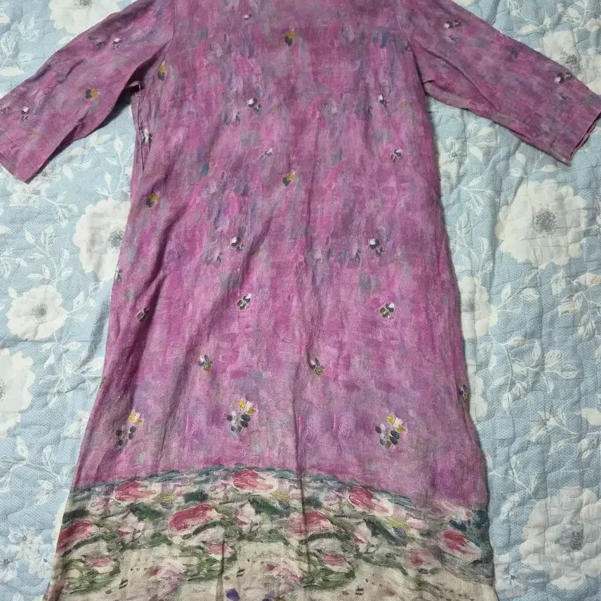 [BUNJANG] Pink Flower Pattern Midi Dress / 원피스 핑크 플라워 패턴