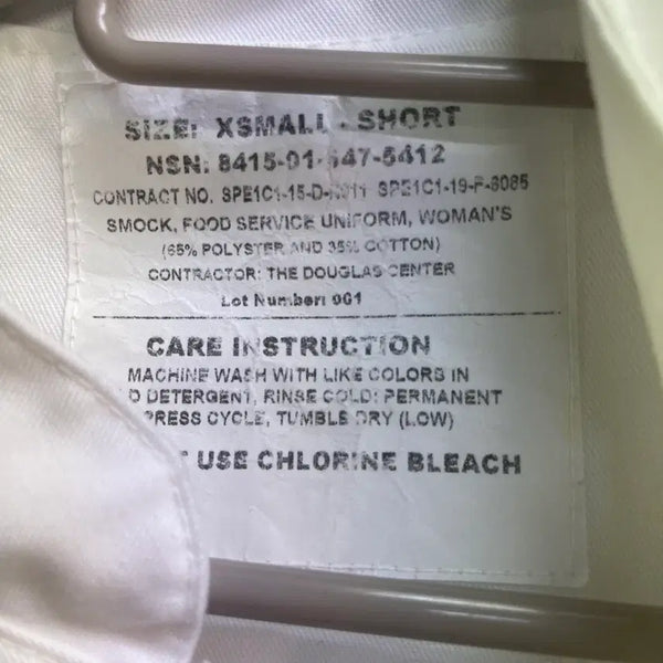 [BUNJANG] Original US Military Women's Food Service Smoke Jacket (XS-SHORT) - Grade A Vintage / 조리복1.2.[미군불하/A급] 오리지널 미군 여성용 푸드 서비스 스모크 화이트 (XS-SHORT)