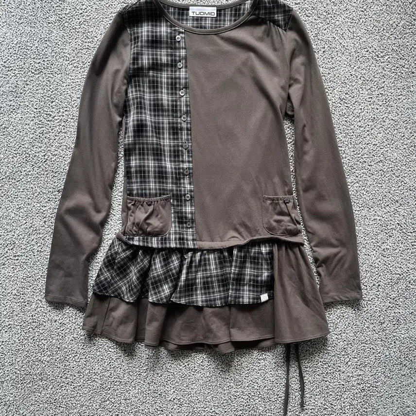 [BUNJANG] TUOMIO Check Mixed Jersey Dress / TUOMIO . 뚜오미오 check mixed jersey dress