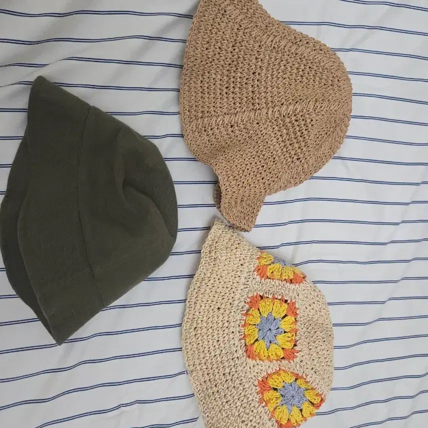 [BUNJANG] Rattan Hat (2) + Bucket Hat (1) Bundle Set / 라탄모자2개+벙거지1개 일괄