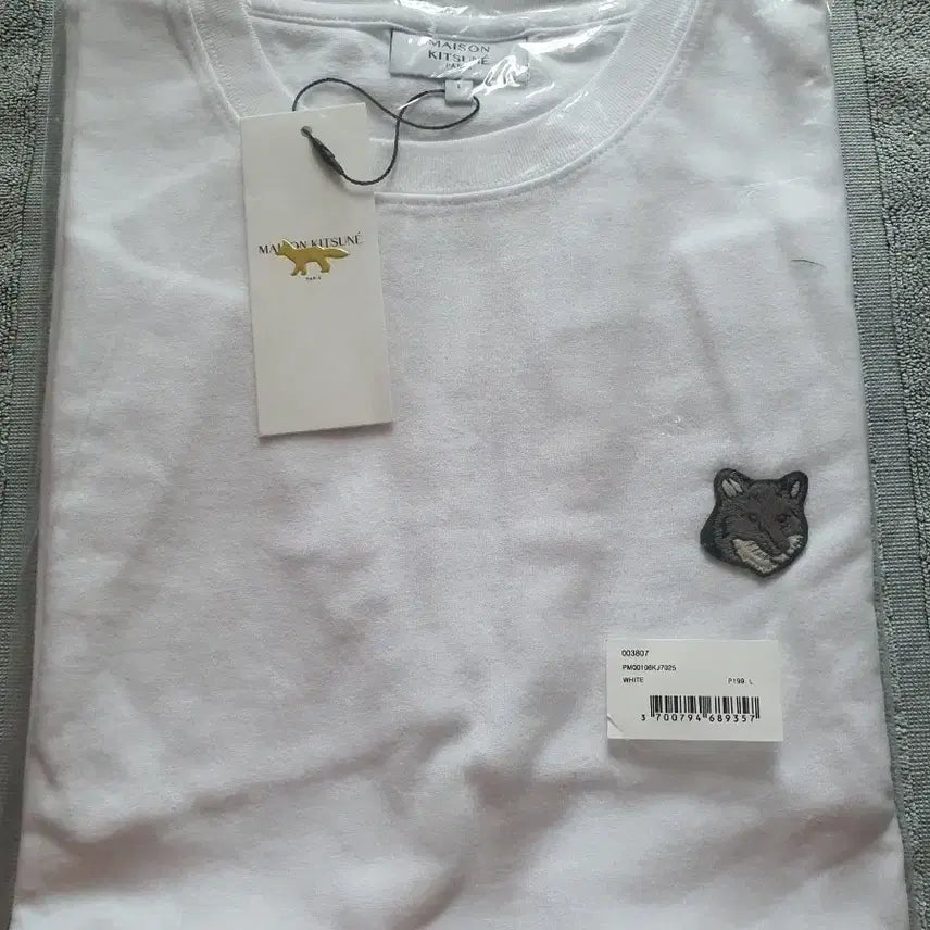 [BUNJANG] Maison Kitsuné Fox Embroidery Short Sleeve T-Shirt White L / 메종키츠네 폭스자수 반팔티 화이트 L