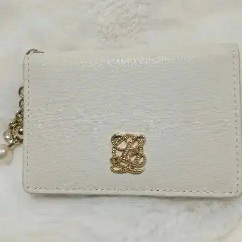 [BUNJANG] Louis Quatorze Women's White Card Holder with Pearl Charm / 루이까또즈카드지갑 여성카드지갑 미니지갑 여성지갑 화이트 카드지갑
