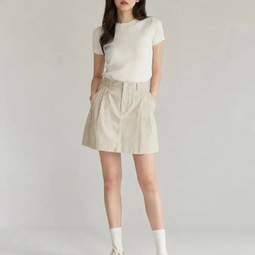 [BUNJANG] MIXXO Beige Mini Skirt / 베이지 치마-미쏘