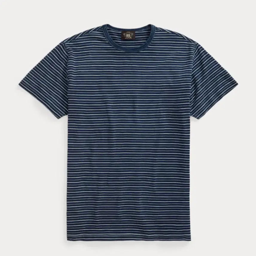 [BUNJANG] RRL Indigo Stripe Jersey Short Sleeve T-Shirt - Size M / 더블알엘 RRL 인디고 스트라이프 저지 반팔티 M 새상품