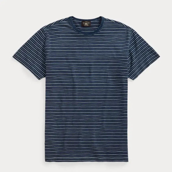 [BUNJANG] RRL Indigo Stripe Jersey Short Sleeve T-Shirt - Size M / 더블알엘 RRL 인디고 스트라이프 저지 반팔티 M 새상품