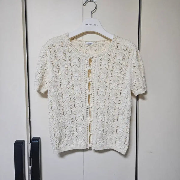 [BUNJANG] Fresh Label Hati Bean Button Cardigan Ivory / [새상품] 프레쉬라벨 하티 빈 버튼 가디건(정가9.6)