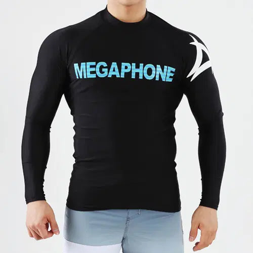 [BUNJANG] Megaphone Watersports BASIC LOGO Men's Rash Guard - S, Black/White / [새상품] 메가폰 워터스포츠 S사이즈 BASIC LOGO MEN RASH GUARD-BLK/WHT