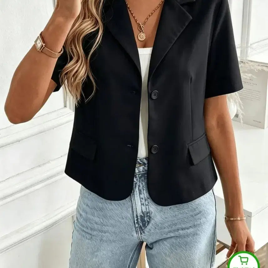 [BUNJANG] Women's Black Short-Sleeve Jacket / 여성 블랙 반팔 자켓