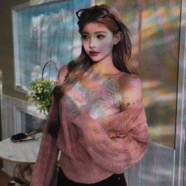 [BUNJANG] Lace Tank Top & Off-Shoulder Sweater Set / (해외배송)레이스 나시 탑 오프숄더 스웨터 세트 3컬러