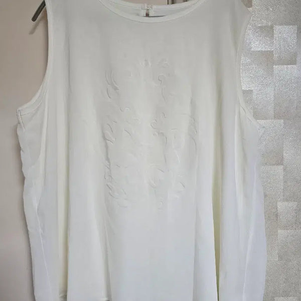 [BUNJANG] Ivory Sleeveless Blouse with Lace Pattern / 레이스 민소매 블라우스 아이보리