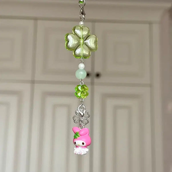 [BUNJANG] My Melody Four-Leaf Clover Charm Keychain / 산리오 마이멜로디 네잎클로버 키링