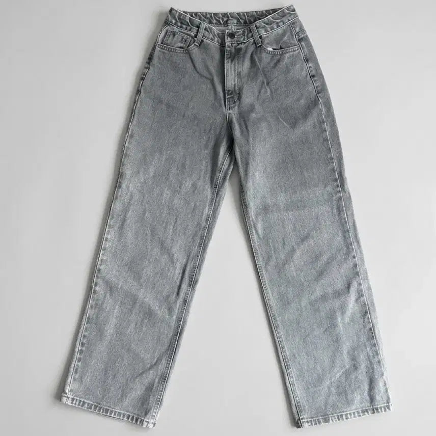 [BUNJANG] Light Gray-Black Wide Denim Pants - M / 연흑청 와이드 데님 팬츠 M 1C4-4