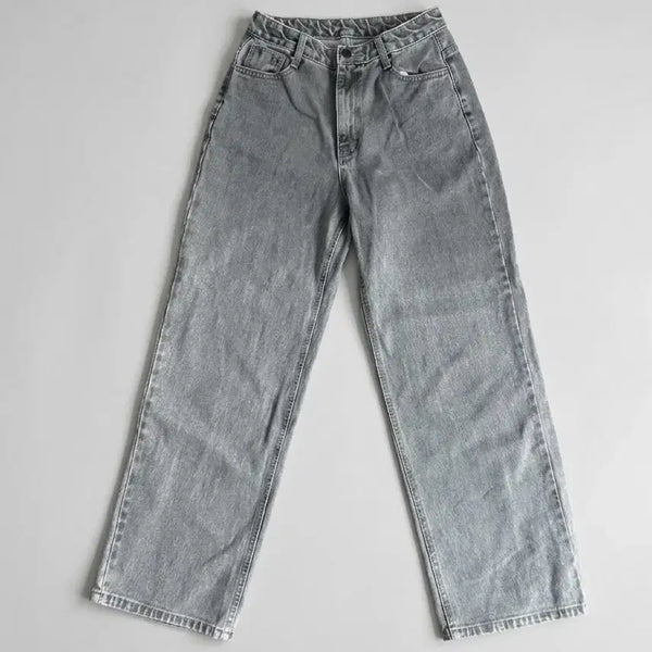 [BUNJANG] Light Gray-Black Wide Denim Pants - M / 연흑청 와이드 데님 팬츠 M 1C4-4