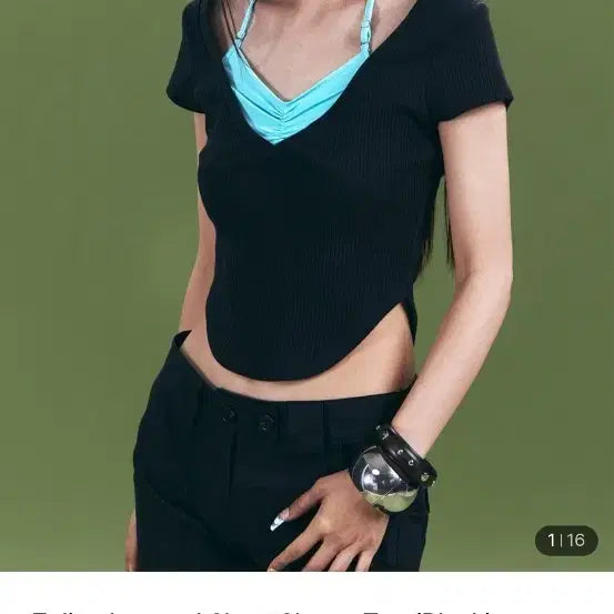 [BUNJANG] Please Follow Zeline Layered Short Sleeve Top Mint / 플리즈노팔로우 Zeline Layered Short Sleeve Top  민트