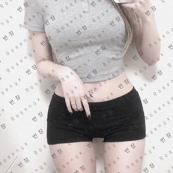 [BUNJANG] Crop Top T-Shirt and Shorts Set / 착샷 | 숏팬츠+반팔크롭티 세트