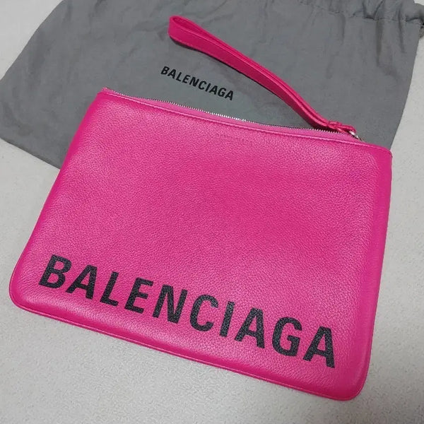 [BUNJANG] Balenciaga Logo Clutch with Strap - Pink / 발렌시아가 로고 클러치(스트랩.핑크)