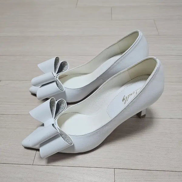 [BUNJANG] Soda Genuine Leather Ribbon Pumps White 235 / 소다 새제품 천연가죽 여성구두 흰색 리본 펌프스 235