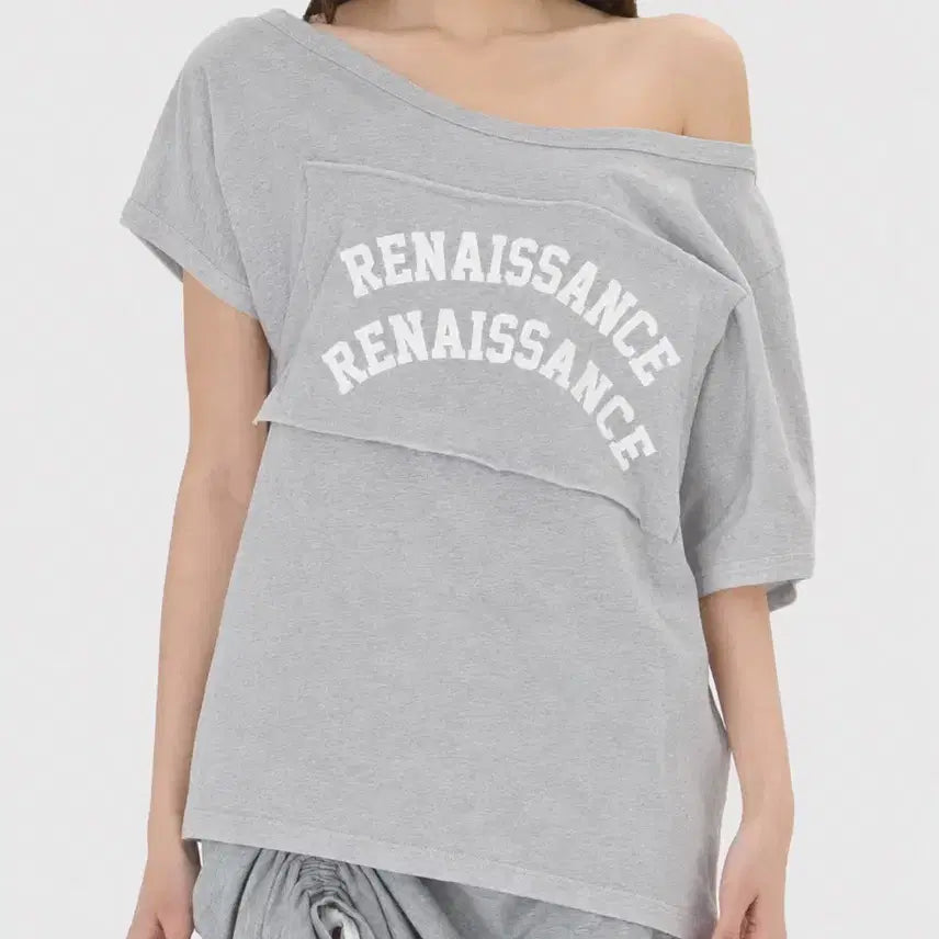 [BUNJANG] Renaissance Ren Off-Shoulder T-Shirt Grey / 르네상스 르네상스 렌 오프숄더 티셔츠