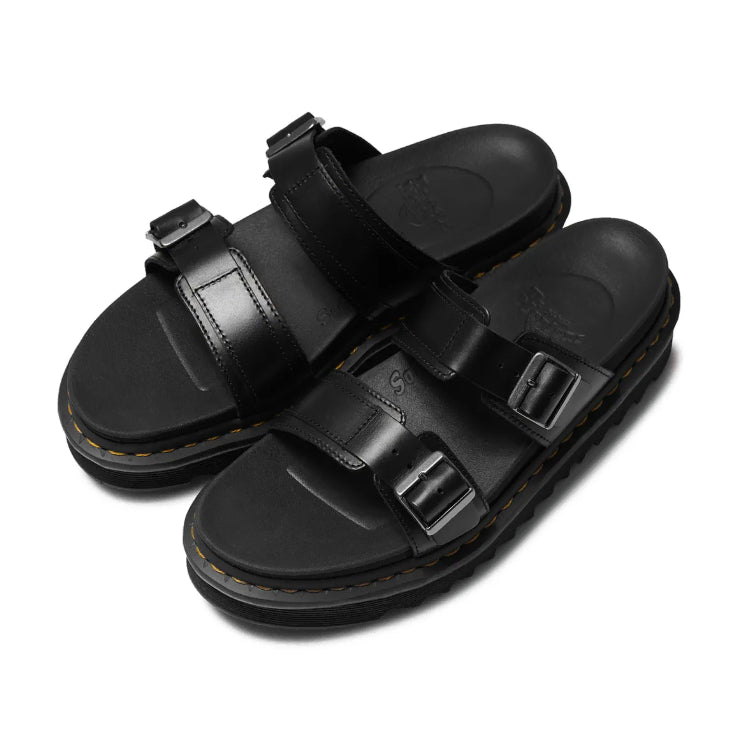 [BUNJANG] Dr. Martens Myles Black Leather Platform Slides / 닥터마틴 마일즈 블랙 슬리퍼 23523001