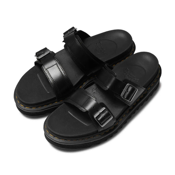 [BUNJANG] Dr. Martens Myles Black Leather Platform Slides / 닥터마틴 마일즈 블랙 슬리퍼 23523001