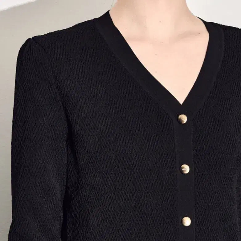 [BUNJANG] Time 23FW Embo Puff V-Neck Cardigan / 한섬 23fw 타임 time 엠보 퍼프 브이넥 가디건 프리
