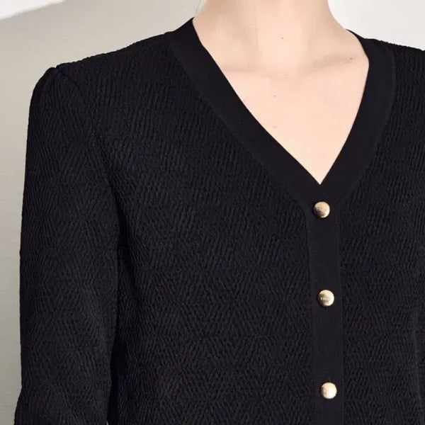 [BUNJANG] Time 23FW Embo Puff V-Neck Cardigan / 한섬 23fw 타임 time 엠보 퍼프 브이넥 가디건 프리