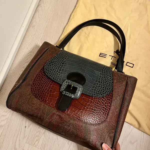 [BUNJANG] Etro Crocodile Embossed Tote Bag / 에트로 크로커다일 토트백