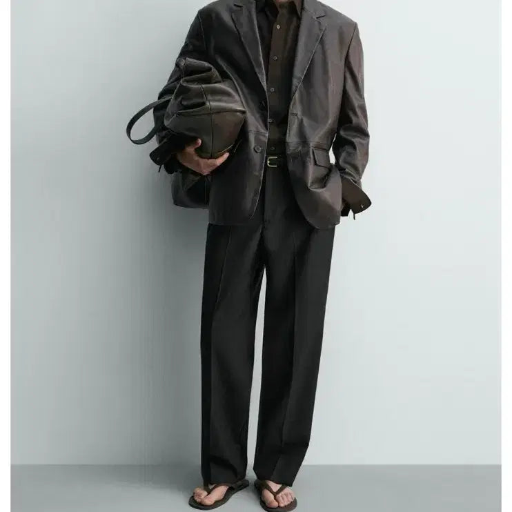 [BUNJANG] Zara Relaxed Fit Leather Blazer Brown M / (새상품) 자라 릴렉스핏 레더 블레이저 브라운 m