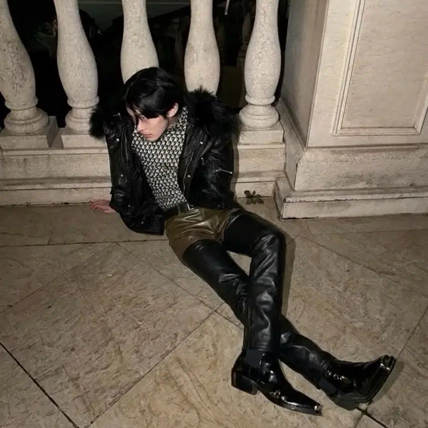 [BUNJANG] Eckhaus Latta Two-Color Leather Pants / ECKHAUS LATTA 투컬러 레더 팬츠