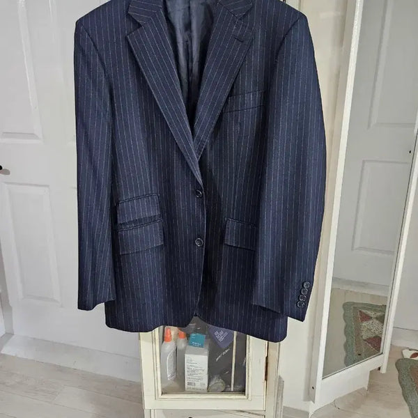 [BUNJANG] 100% Wool Striped Blazer Navy / 정장 자켓  울100 줄무늬 네이비